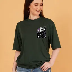 LECOWAR Women Graphic Printed Round Neck Cotton Oversized T-shirt-image-99