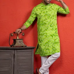 DEVOILER Men Bandhani Printed Kurta image 2