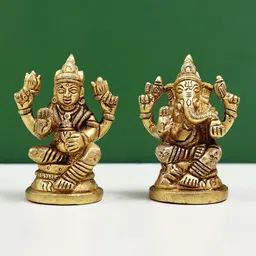 Exotic India Lakshmi Ganesha Brass Statue-image-22