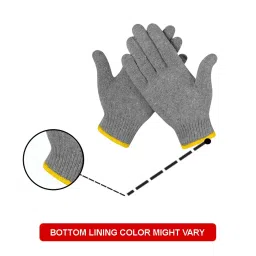 Swavind Safety Hand Gloves Lint-Free Nylon Green Grey Free Size (Pack of 12 Pair) image 3