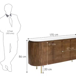 The Attic Carlston Sideboard Large|Multipurpose Cabinet for Kitchen and Living Room Storage|Classy Sideboard|Solid Mango Wood|Provential Teak Matte Finish image 2