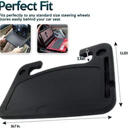 zonetech Zone Tech Car Laptop and Food Steering Wheel Tray (Black) image 5