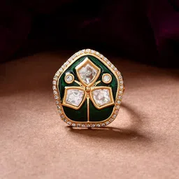 Voylla Kundan Elegance Meena Glow Ring-picture-17