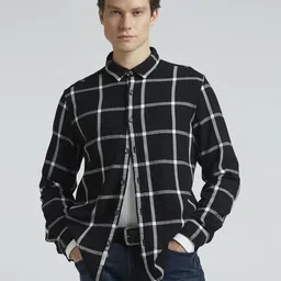 Pepe Jeans Men Spread Collar Buffalo Checked Cotton Casual Shirt-picture-33