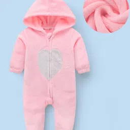 Kookie Kids Full Sleeves Winter Wear Romper with Heart Print - Pink-picture-17