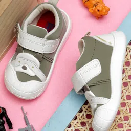 TOMSY CHOICE Bear Applique Detailed Velcro Closure Shoes - White-picture-19