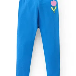 Babyhug Cotton Lycra Knit Full Length Stretchable Leggings with Floral Print Pack of 3 - Multicolour image 2