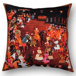 Sej By Nisha Gupta Mughal Premium 16 By 16 Cushion Covers Pack of 2 - Brown image 3