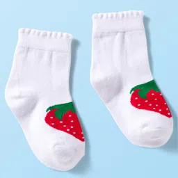 Cute Walk by Babyhug Knit Anti Bacterial Ankle Length Socks With Polka Dot & Strawberry Design Pack of 3 - Multicolor image 3