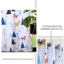 Cortina White & Blue Set of 2 Geometric Window Curtain image 4