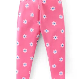 Babyhug Cotton Lycra Knit Full Length Stretchable Leggings with Floral Print Pack of 3 - Multicolour image 4