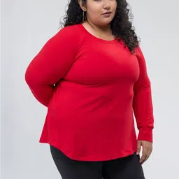 SPIRIT ANIMAL Women Plus Size Solid Round Neck T-shirt-picture-26