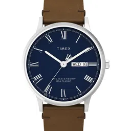 Timex Waterbury Men Blue Dial & Brown Leather Straps Analogue Watch TW2W14900UJ-picture-8