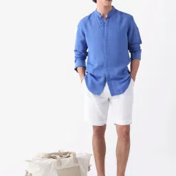 Rare Rabbit White Linen Solid Regular Fit Shorts image 4