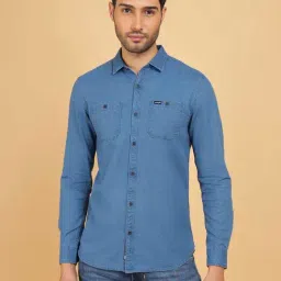 Wrangler Indigo Regular Fit Cotton Shirt-image-11