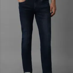 Louis Philippe Jeans Navy Cotton Slim Fit Jeans-picture-32