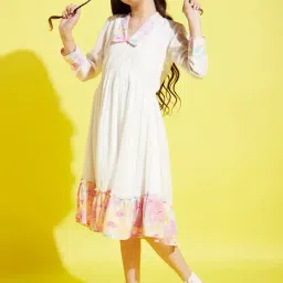 Cherry & Jerry Girls White Floral A-Line Knee Length Dress-picture-12