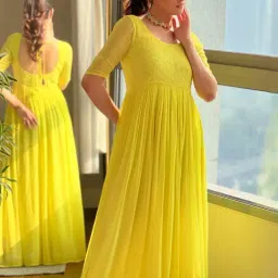 Label Aishwaryrika Lime Green Chikankari Gown image 2