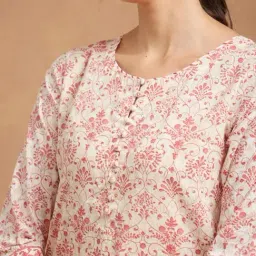 Fabindia Pink Cotton Printed Regular Fit Kurti image 5