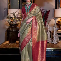 Saree Mall Green Woven Sarees With Unstitched Blouse-image-42