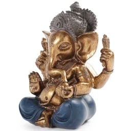 Pure Home and Living Blue & Gold Polyester Antique Finish Ganesha Figurine image 4