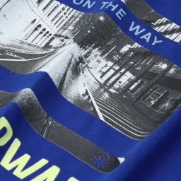 United Colors of Benetton Boys Blue Cotton Graphic Tshirt image 4