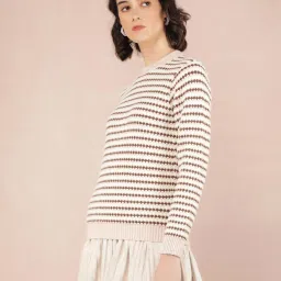 Crimsoune Club Pink & Brown Self Pattern Sweater image 4