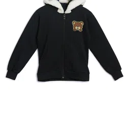 SWEET ANGEL Girls Black Solid Hooded Sweatshirt-image-51