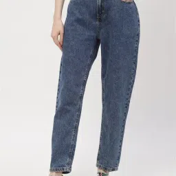 MADAME Blue Cotton Regular Fit Mid Rise Jeans-picture-18