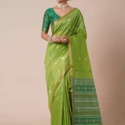 Saree Mall Green Woven Sarees With Unstitched Blouse-image-90