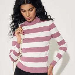 Honey By Pantaloons Pink Slim Fit Striped Top image 4