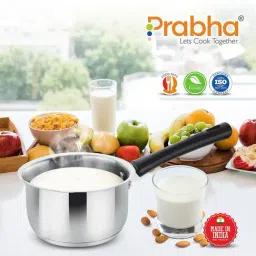 Prabha Stainless Steel Silver Induction Base Virgo Sauce Pan, Without Lid - 2.0 L, Size 18 cm image 2