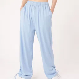 DressBerry Women Street Glam Ribbed Tie-up Detailed Relaxed Fit Trousers-image-91
