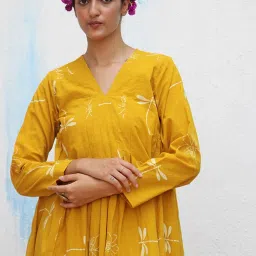 Chidiyaa Flower Girl Dahliya Blockprinted Cotton Kurta Set image 4