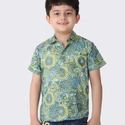 Fabindia Kids Blue Cotton Printed Shirt-picture-33