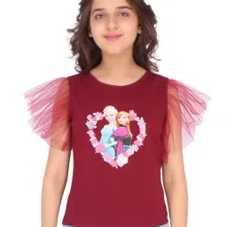 Cutecumber Kids Maroon Printed Top-image-59