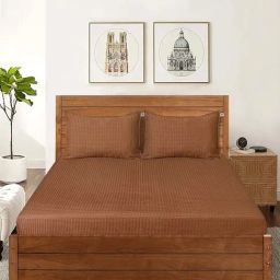 Saral Home Brown 150 TC Cotton King Bedsheet with 2 Pillow Covers-image-10