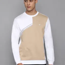 Allen Solly White & Beige Cotton Regular Fit Colour Block Sweatshirts-picture-31