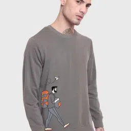 Bewakoof Dark Grey Regular Fit Round Neck Printed Sweatshirt-picture-15