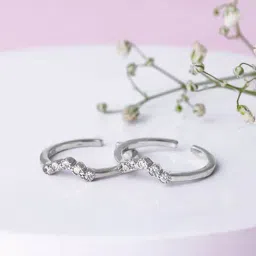 GIVA 925 Sterling Silver Gilded Sparkle Toe Rings For Women-image-70