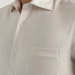 Allen Solly Beige Slim Fit Texture Shirt image 4