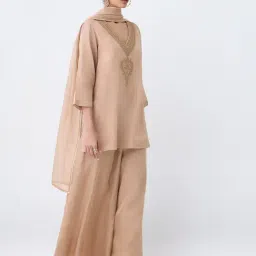 Zuba by Westside Beige Zari Embroidered Straight Kurti image 3