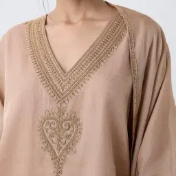 Zuba by Westside Beige Zari Embroidered Straight Kurti image 4