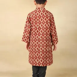 Fabindia Boys Red Cotton Printed Kurta image 4