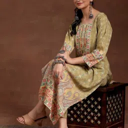 Libas Yellow Printed Straight Kurta image 4