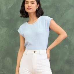 Iconic Blue Regular Fit Textured T-Shirt-picture-39