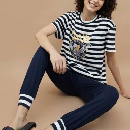 Ginger by Lifestyle Blue Cotton Striped T-Shirt Joggers Set image 4