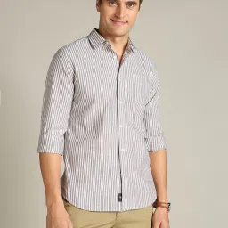Dockers Grey Cotton Straight Fit Striped Shirt image 4