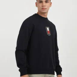 Tommy Hilfiger Navy Cotton Regular Fit Logo Printed Sweatshirts image 4