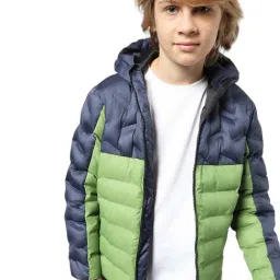 Jack & Jones Junior Blue & Green Color Block Full Sleeves Jacket image 5